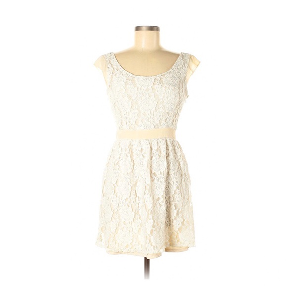 American Eagle Lined White Lace Back Cut Out Dress - Picture 3 of 10